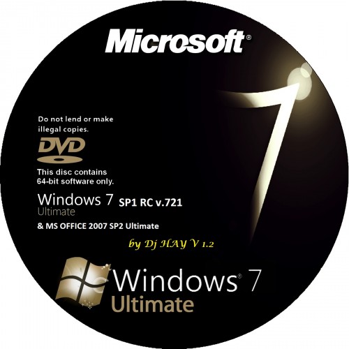 Windows 7 SP1 RC Ultimate x64 & MS OFFICE 2007 Ultimate SP2 by Dj HAY v1.2 (2010/RUS)